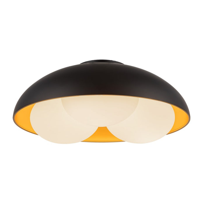 Kuzco Robyn 16" Socket Flush Mount, Black/Opal Glass/Steel Shade