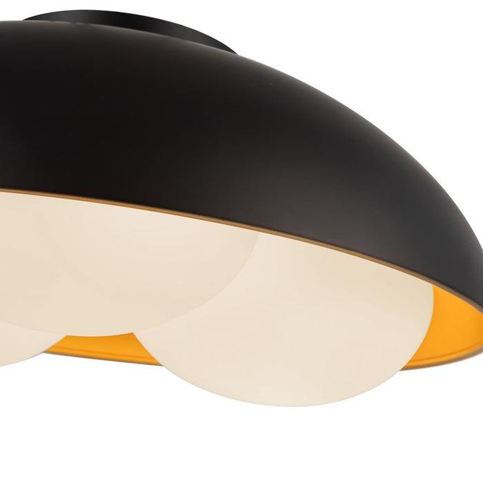 Kuzco Robyn 16" Socket Flush Mount, Black/Opal Glass/Steel Shade