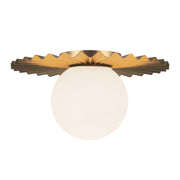 Kuzco Alora Mood Plume 12in 1-Light Flush Mount | Brushed Gold and Opal Matte Glass | Bedroom & Hallway | 6.62 x 11.88 in | Model FM501212BGOP