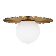 Kuzco Alora Mood Plume 12in 1-Light Flush Mount | Brushed Gold and Opal Matte Glass | Bedroom & Hallway | 6.62 x 11.88 in | Model FM501212BGOP