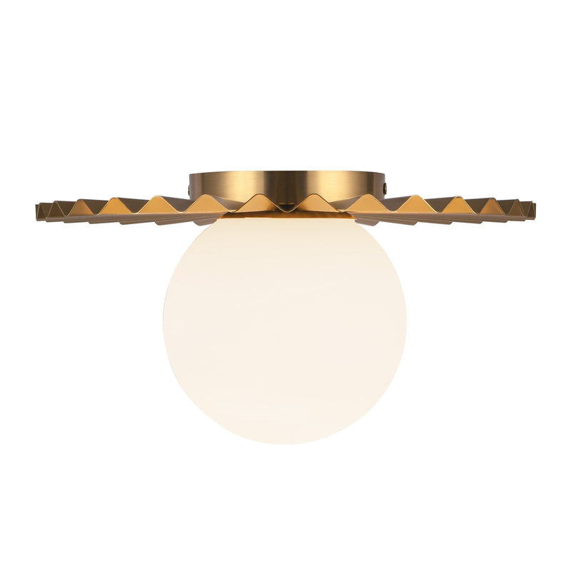 Kuzco Alora Mood Plume 12in 1-Light Flush Mount | Brushed Gold and Opal Matte Glass | Bedroom & Hallway | 6.62 x 11.88 in | Model FM501212BGOP