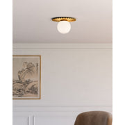 Kuzco Alora Mood Plume 12in 1-Light Flush Mount | Brushed Gold and Opal Matte Glass | Bedroom & Hallway | 6.62 x 11.88 in | Model FM501212BGOP