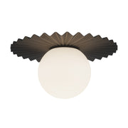 Kuzco Plume 12in 1-Light Flush Mount | Modern Matte Black and Opal Glass | Bedroom & Hallway Ceiling Light | 6.62 x 11.88 in | Model FM501212MBOP