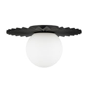 Kuzco Plume 12in 1-Light Flush Mount | Modern Matte Black and Opal Glass | Bedroom & Hallway Ceiling Light | 6.62 x 11.88 in | Model FM501212MBOP