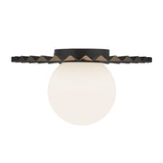 Kuzco Plume 12in 1-Light Flush Mount | Modern Matte Black and Opal Glass | Bedroom & Hallway Ceiling Light | 6.62 x 11.88 in | Model FM501212MBOP