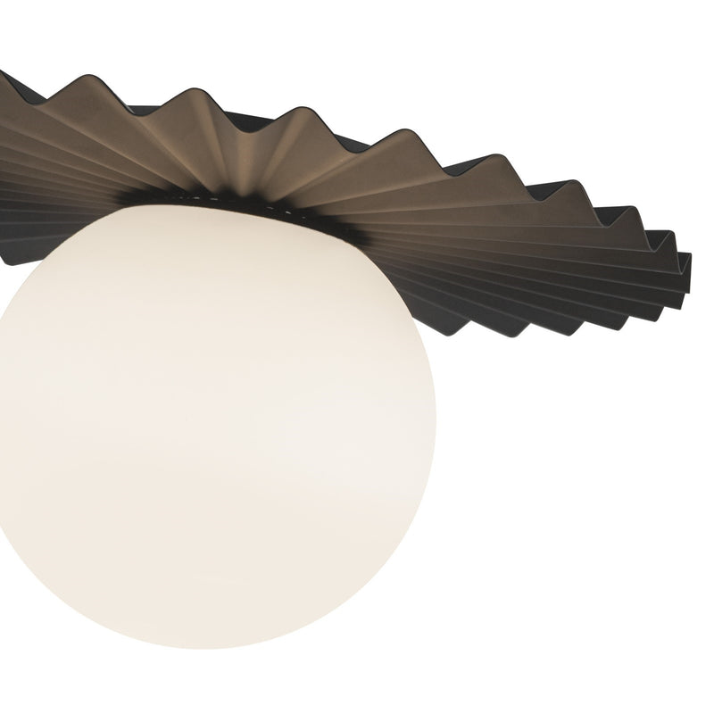 Kuzco Plume 12in 1-Light Flush Mount | Modern Matte Black and Opal Glass | Bedroom & Hallway Ceiling Light | 6.62 x 11.88 in | Model FM501212MBOP