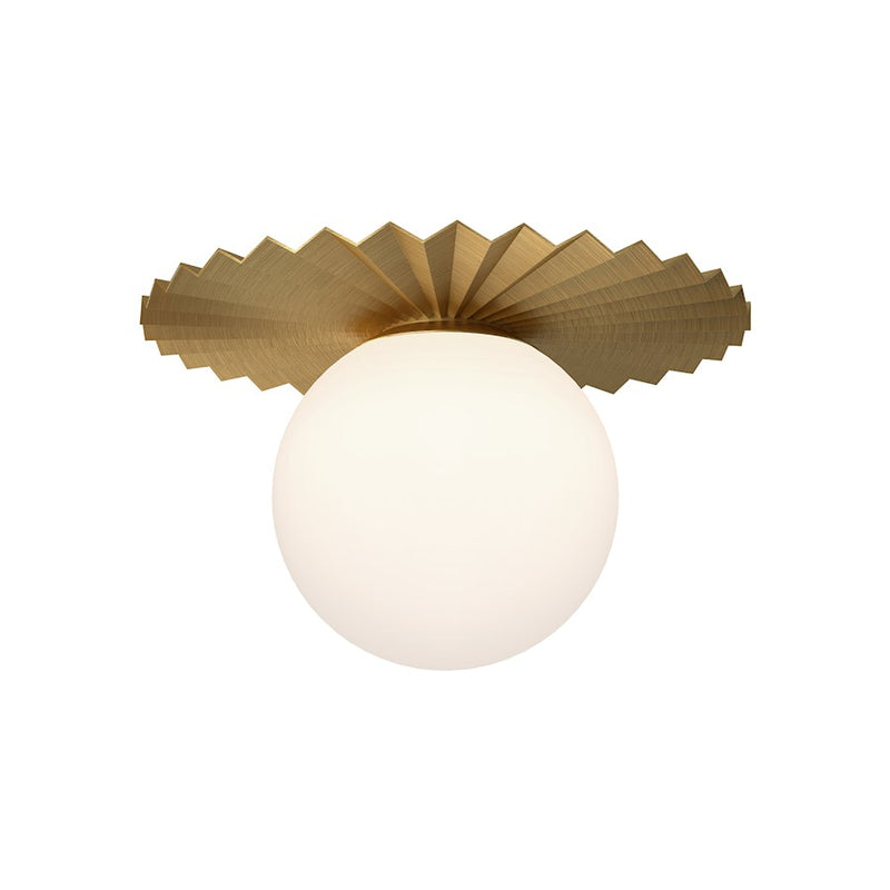 Kuzco Alora Mood Plume 14in 1-Light Flush Mount | Brushed Gold and Opal Matte Glass | Bedroom & Hallway | 13.88 x 8.62 in | Model FM501214BGOP