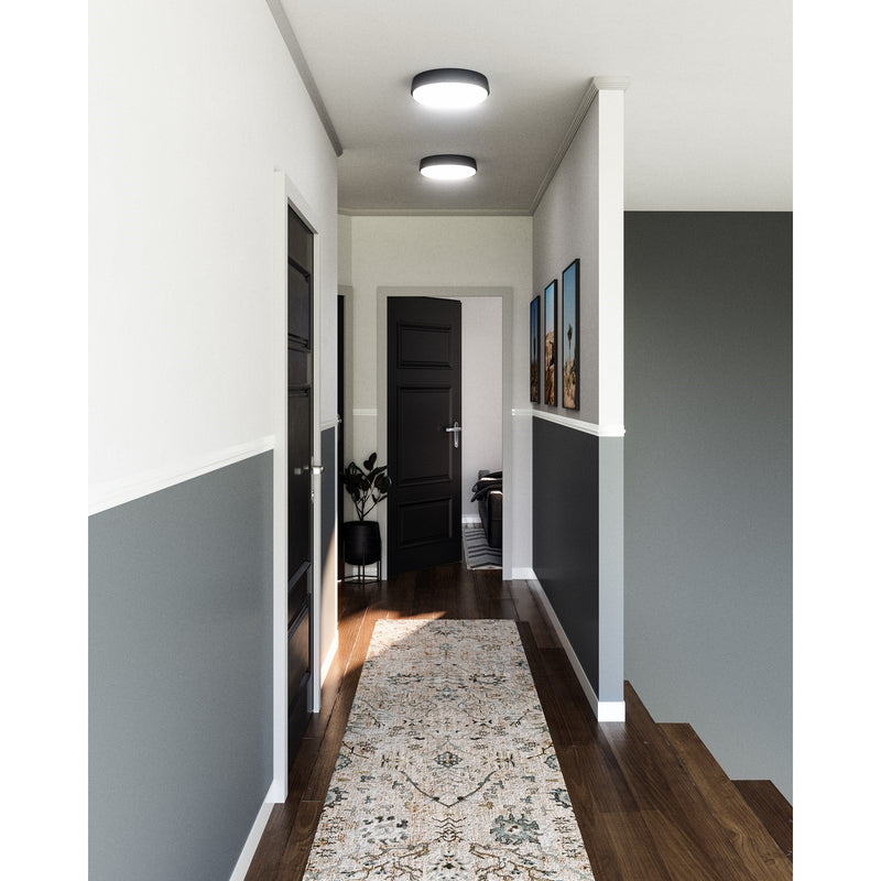 Kuzco Laval 11in LED Flush Mount | Matte Black and Frosted Acrylic | Bedroom & Hallway Ceiling Light | 2040lm 5CCT Selectable | Model FM503611MB-5CCT