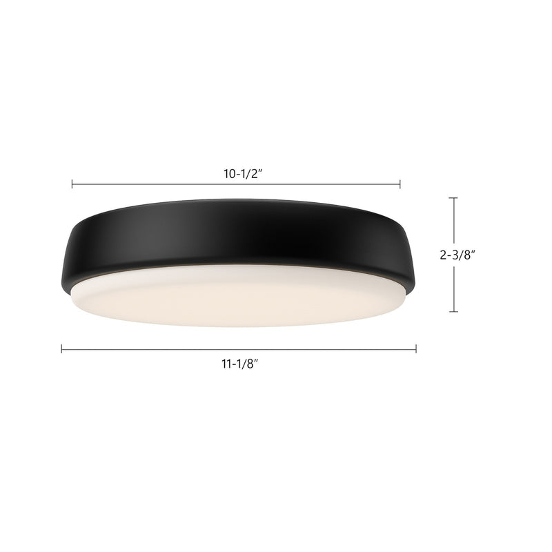 Kuzco Laval 11in LED Flush Mount | Matte Black and Frosted Acrylic | Bedroom & Hallway Ceiling Light | 2040lm 5CCT Selectable | Model FM503611MB-5CCT
