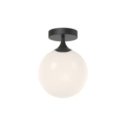 Alora Mood Nouveau 8in 1-Light Flush Mount | Art Nouveau Matte Black and Opal Glass | Bedroom & Hallway Ceiling Light | 40W E26 | Model FM505108MBOP