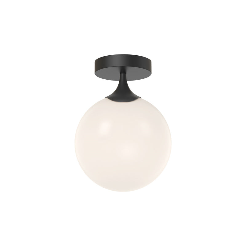 Alora Mood Nouveau 8in 1-Light Flush Mount | Art Nouveau Matte Black and Opal Glass | Bedroom & Hallway Ceiling Light | 40W E26 | Model FM505108MBOP