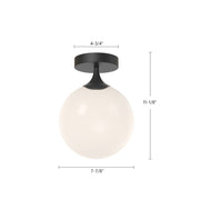 Alora Mood Nouveau 8in 1-Light Flush Mount | Art Nouveau Matte Black and Opal Glass | Bedroom & Hallway Ceiling Light | 40W E26 | Model FM505108MBOP