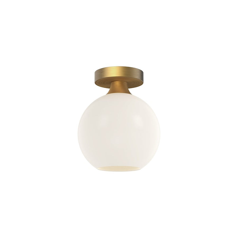 Kuzco Castilla 8in 1-Light Flush Mount | Classic Chic Aged Gold and Opal Matte Glass | Entryway & Hallway Ceiling Light | Model FM506108AGOP