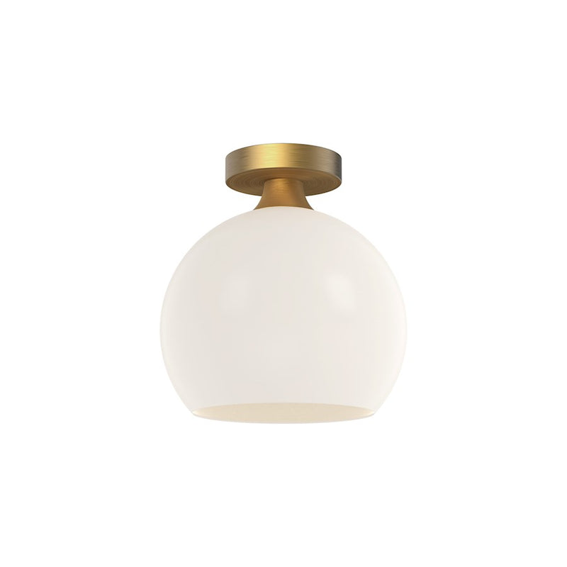 Kuzco Castilla 1-Light 10in Flush Mount | Aged Gold and Opal Matte Glass | Bedroom & Hallway | 10.5in H | Model FM506210AGOP