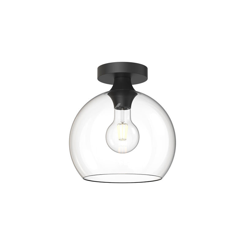 Kuzco Castilla 10in 1-Light Flush Mount | Classic Chic Clear Glass and Matte Black | Entryway & Hallway Ceiling Light | Model FM506210MBCL