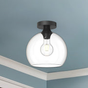 Kuzco Castilla 10in 1-Light Flush Mount | Classic Chic Clear Glass and Matte Black | Entryway & Hallway Ceiling Light | Model FM506210MBCL
