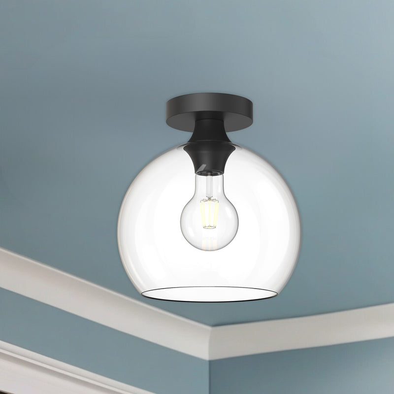 Kuzco Castilla 10in 1-Light Flush Mount | Classic Chic Clear Glass and Matte Black | Entryway & Hallway Ceiling Light | Model FM506210MBCL