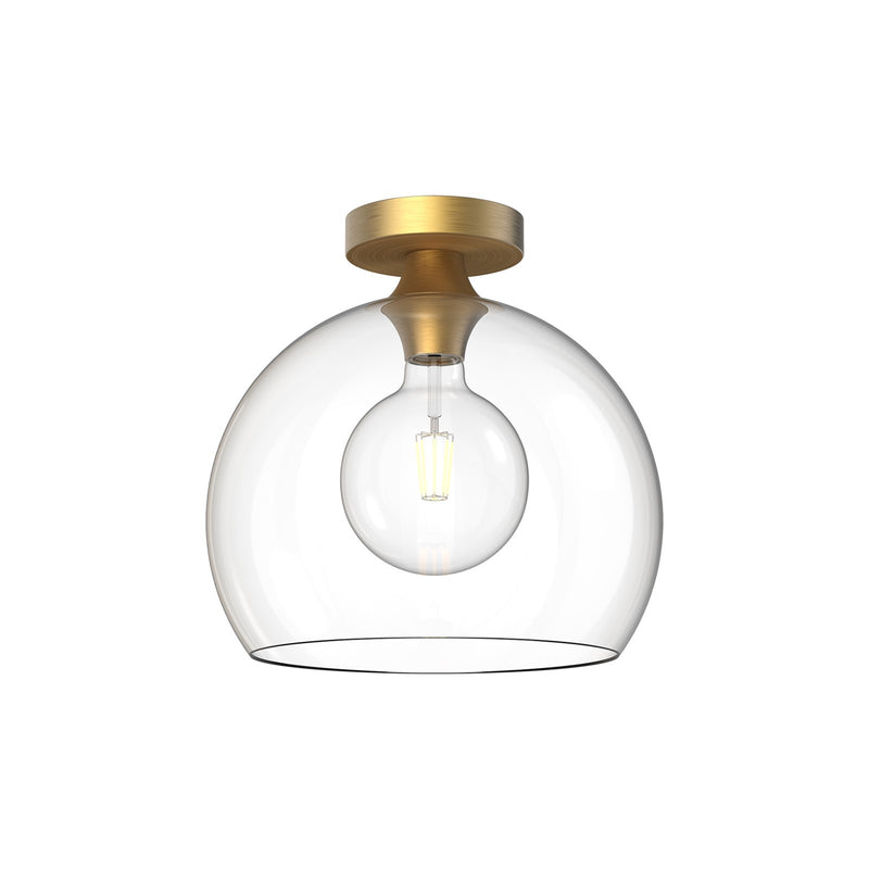 Kuzco Castilla 12in 1-Light Flush Mount | Aged Gold and Clear Glass | Hallway & Bedroom | 11.88 x 11.88 x 11.62 in | Model FM506312AGCL