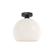 Kuzco Castilla 1-Light 12in Flush Mount | Matte Black and Opal Glass | Bedroom & Hallway Ceiling Light | 11.62 x 11.88 in | Model FM506312MBOP