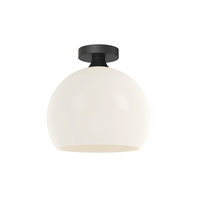 Kuzco Castilla 1-Light 12in Flush Mount | Matte Black and Opal Glass | Bedroom & Hallway Ceiling Light | 11.62 x 11.88 in | Model FM506312MBOP