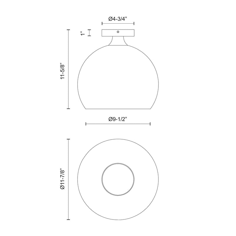 Kuzco Castilla 1-Light 12in Flush Mount | Matte Black and Opal Glass | Bedroom & Hallway Ceiling Light | 11.62 x 11.88 in | Model FM506312MBOP