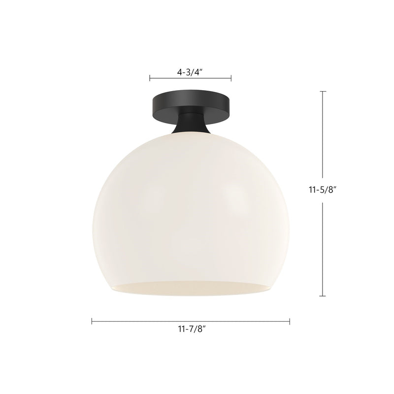 Kuzco Castilla 1-Light 12in Flush Mount | Matte Black and Opal Glass | Bedroom & Hallway Ceiling Light | 11.62 x 11.88 in | Model FM506312MBOP