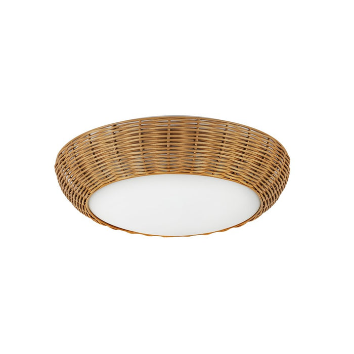 Kuzco Merida 14" Socket Flush Mount, Rattan/Rattan Shade