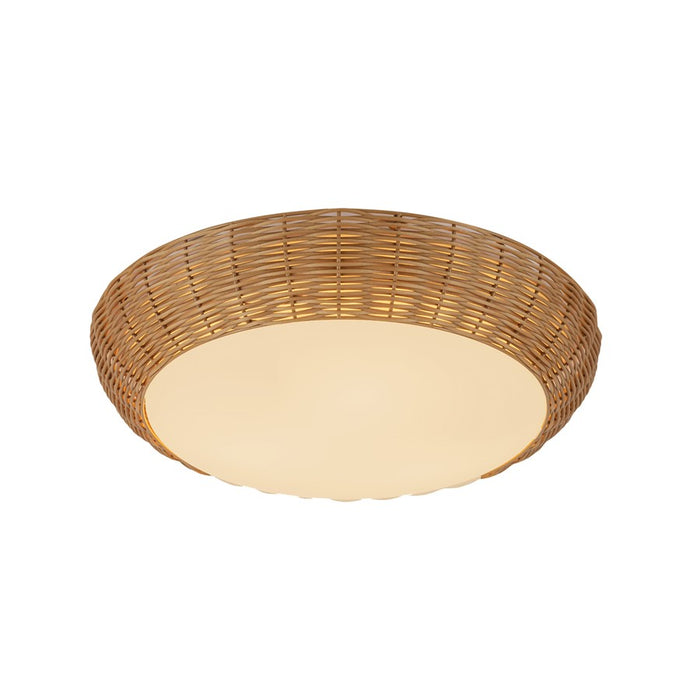 Kuzco Merida 17" Socket Flush Mount, Rattan/Rattan Shade