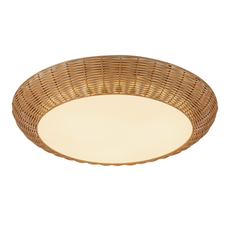 Kuzco Merida 21" Socket Flush Mount, Rattan/Rattan Shade