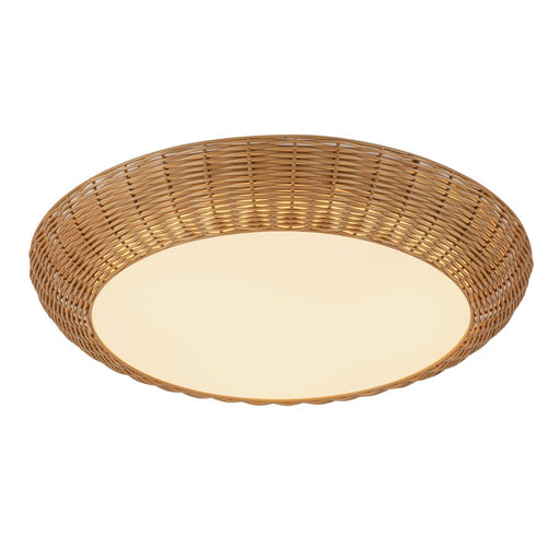 Kuzco Merida 21" Socket Flush Mount, Rattan/Rattan Shade