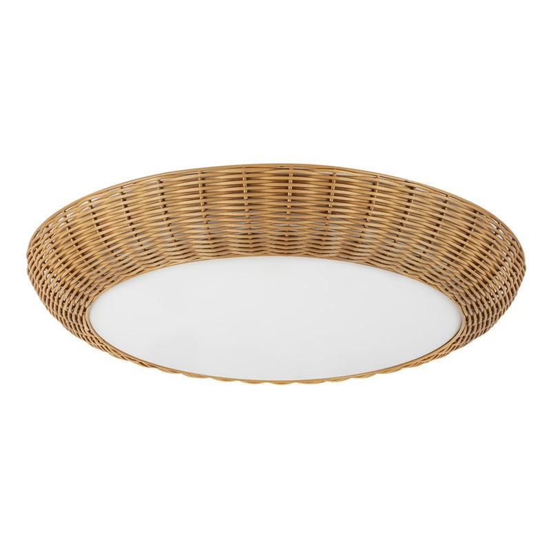 Kuzco Merida 21" Socket Flush Mount, Rattan/Rattan Shade