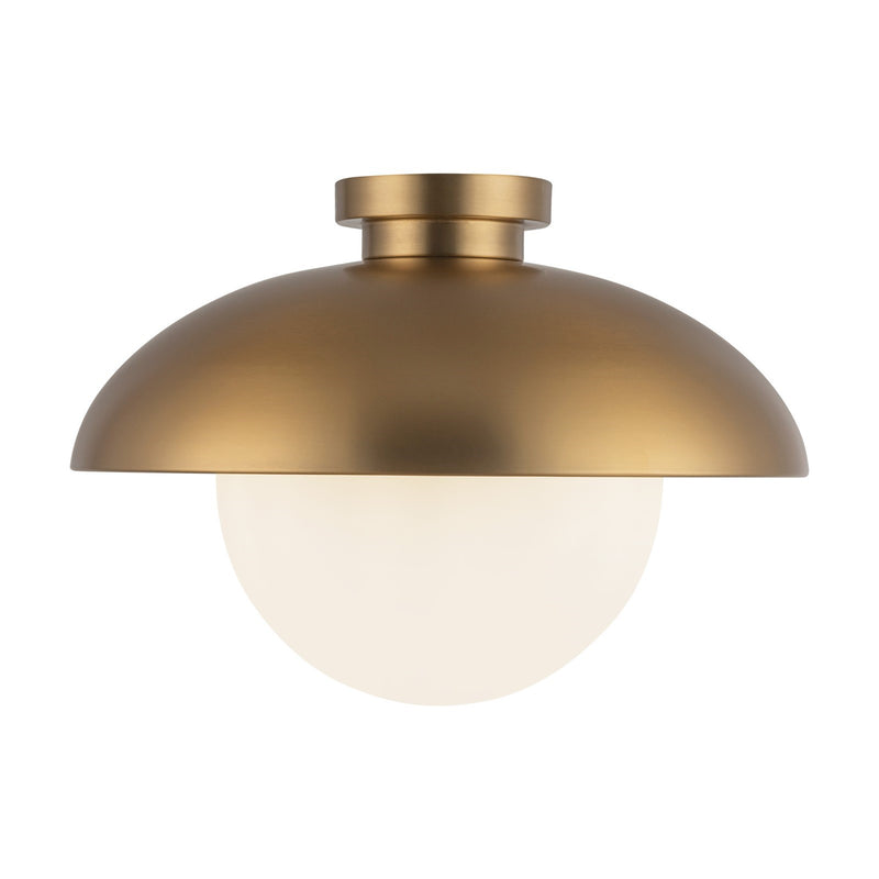 Alora Mood Rubio 16in 1-Light Flush Mount | Aged Gold and Opal Matte Glass | Bedroom & Hallway | 16 x 16 x 11.12 in | Model FM522016AGOP