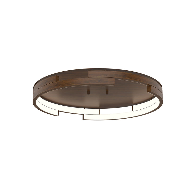 Kuzco Anello Minor 19in LED Flush Mount | Modern Walnut Metal and Frosted Acrylic | Bedroom & Living Room Ceiling Light | 3910lm | Model FM52719-WT