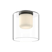 Kuzco Birch 9in 1-Light LED Flush Mount | Romantic Clear Glass and White Diffuser in Black Cast Aluminum | Bathroom & Hallway | Model FM53509-BK-CL