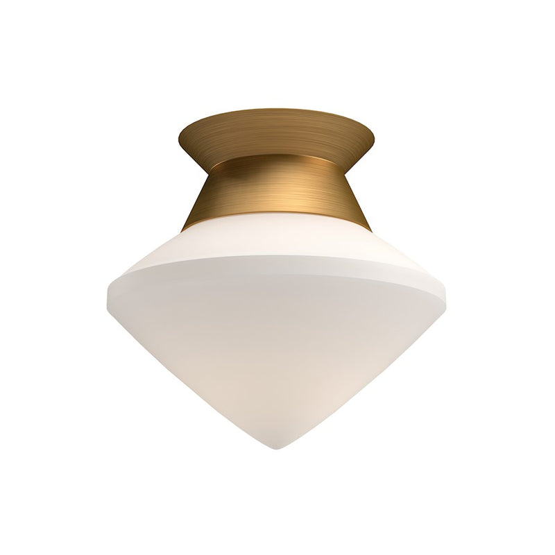 Kuzco Nora 8in 1-Light Flush Mount | Vintage-Inspired Aged Gold Steel and Opal Matte Glass | Entryway & Hallway | 8 x 7.5 in | Model FM537508AGOP