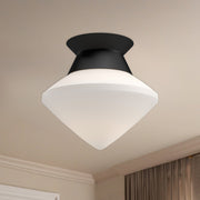 Kuzco Nora 8in 1-Light Flush Mount | Modern Matte Black and Opal Glass | Hallway & Bedroom | 7.5 x 8 in | Model FM537508MBOP