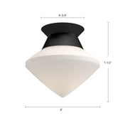 Kuzco Nora 8in 1-Light Flush Mount | Modern Matte Black and Opal Glass | Hallway & Bedroom | 7.5 x 8 in | Model FM537508MBOP