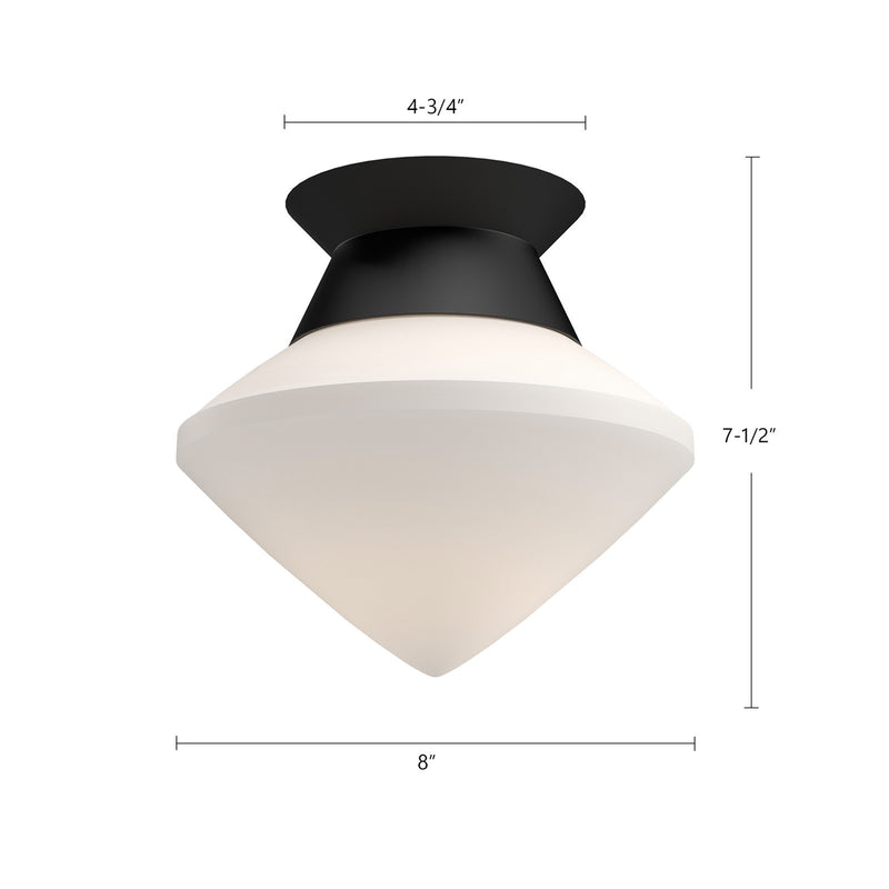 Kuzco Nora 8in 1-Light Flush Mount | Modern Matte Black and Opal Glass | Hallway & Bedroom | 7.5 x 8 in | Model FM537508MBOP