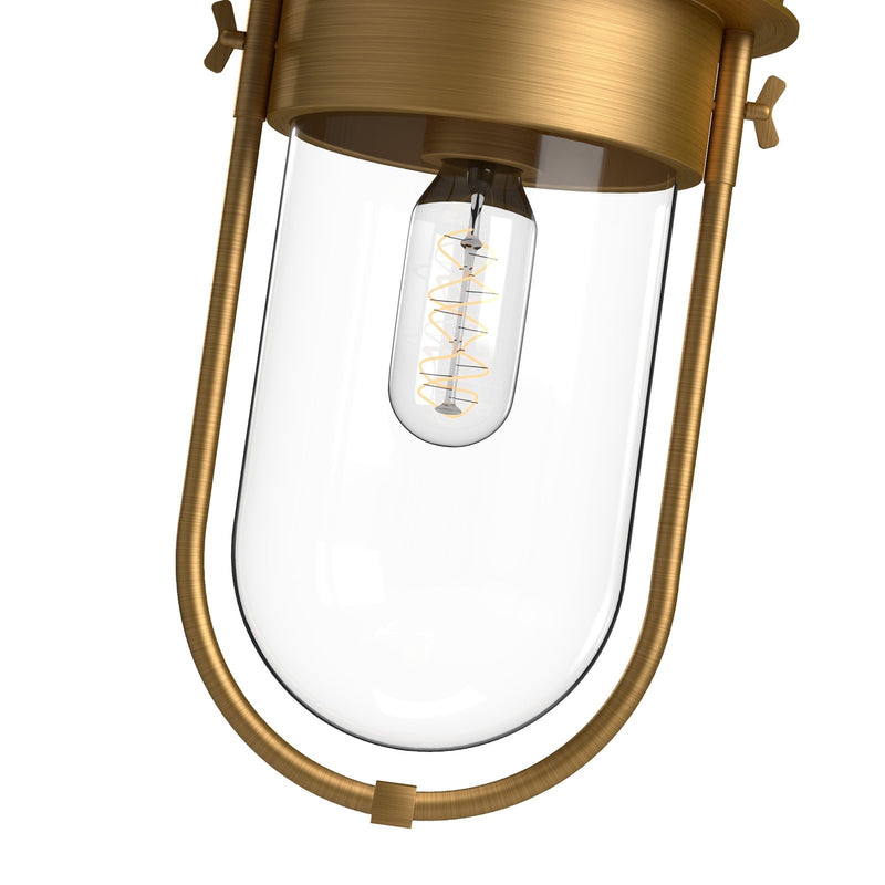 Kuzco Cyrus 8in 1-Light Flush Mount | Vintage Aged Gold and Clear Glass | Entryway & Hallway | 7.5 x 11.5 in | Model FM539008AGCL