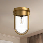 Kuzco Cyrus 8in 1-Light Flush Mount | Vintage Aged Gold and Clear Glass | Entryway & Hallway | 7.5 x 11.5 in | Model FM539008AGCL
