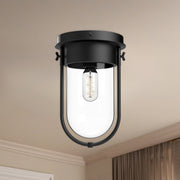 Kuzco Cyrus 8in 1-Light Flush Mount | Matte Black and Clear Glass | Hallway & Entryway | 11.5 x 7.5 in | Model FM539008MBCL