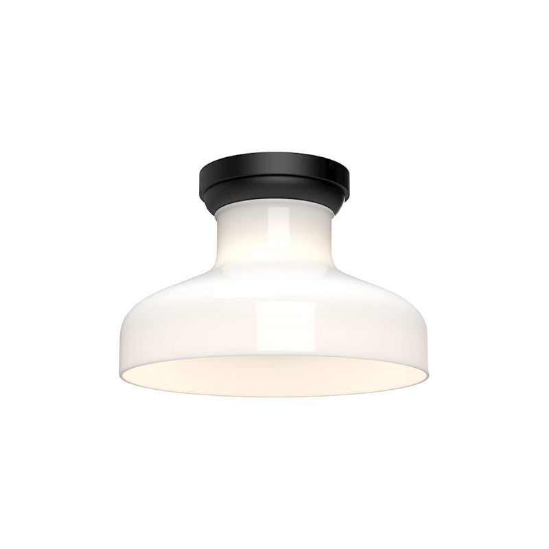 Kuzco Alora Mood Westlake 11in 1-Light Flush Mount | Glossy Opal Glass and Matte Black | Entryway & Hallway | Model FM540011MBGO