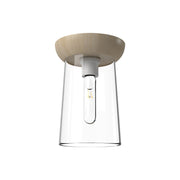 Kuzco Emil 7in 1-Light Flush Mount | Scandinavian White Oak Wood and Clear Glass | Bedroom & Hallway Ceiling Light | 10 x 7 in | Model FM542007WHWK