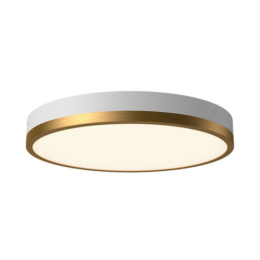 Kuzco Adelaide 15in 1-Light LED Flush Mount | Modern Aged Gold and White Metal with Frosted Glass | Bedroom & Hallway Ceiling | Model FM554215AGWH