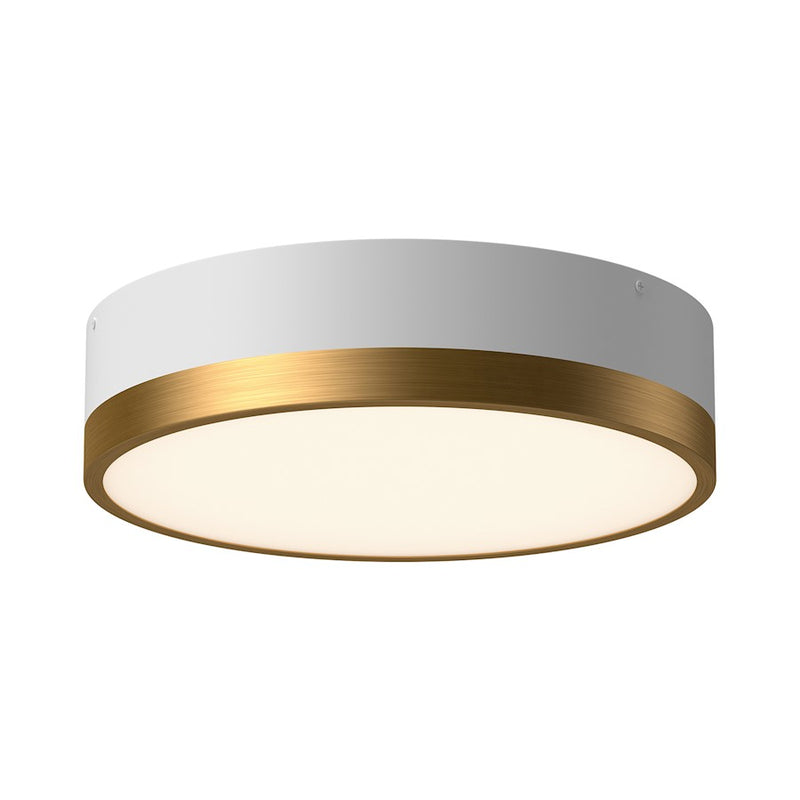 Alora Mood Brisbane 16in 3-Light Flush Mount | Modern Aged Gold/White Metal and Frosted Glass | Bedroom & Hallway Ceiling Light | Model FM556216AGWH