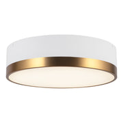 Alora Mood Brisbane 16in 3-Light Flush Mount | Modern Aged Gold/White Metal and Frosted Glass | Bedroom & Hallway Ceiling Light | Model FM556216AGWH