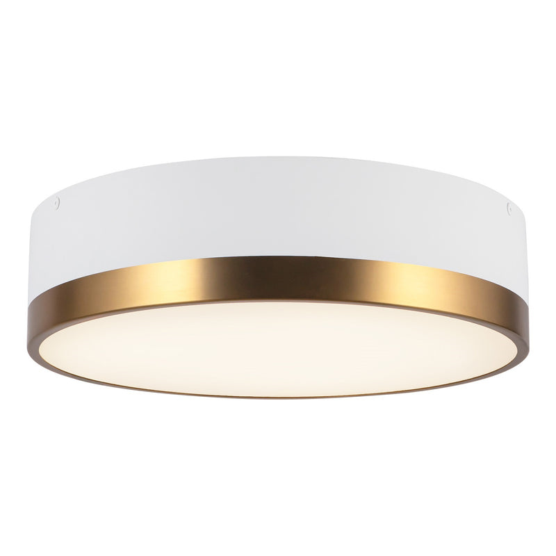 Alora Mood Brisbane 16in 3-Light Flush Mount | Modern Aged Gold/White Metal and Frosted Glass | Bedroom & Hallway Ceiling Light | Model FM556216AGWH