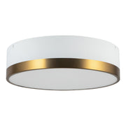Alora Mood Brisbane 16in 3-Light Flush Mount | Modern Aged Gold/White Metal and Frosted Glass | Bedroom & Hallway Ceiling Light | Model FM556216AGWH