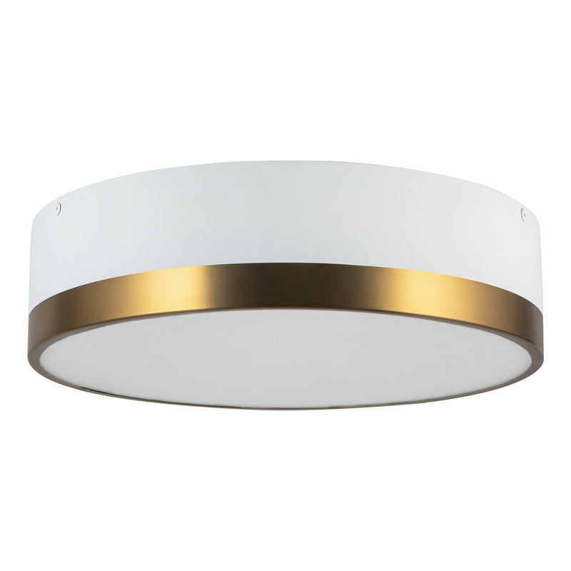 Alora Mood Brisbane 16in 3-Light Flush Mount | Modern Aged Gold/White Metal and Frosted Glass | Bedroom & Hallway Ceiling Light | Model FM556216AGWH