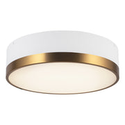Alora Mood Brisbane 16in 3-Light Flush Mount | Modern Aged Gold/White Metal and Frosted Glass | Bedroom & Hallway Ceiling Light | Model FM556216AGWH